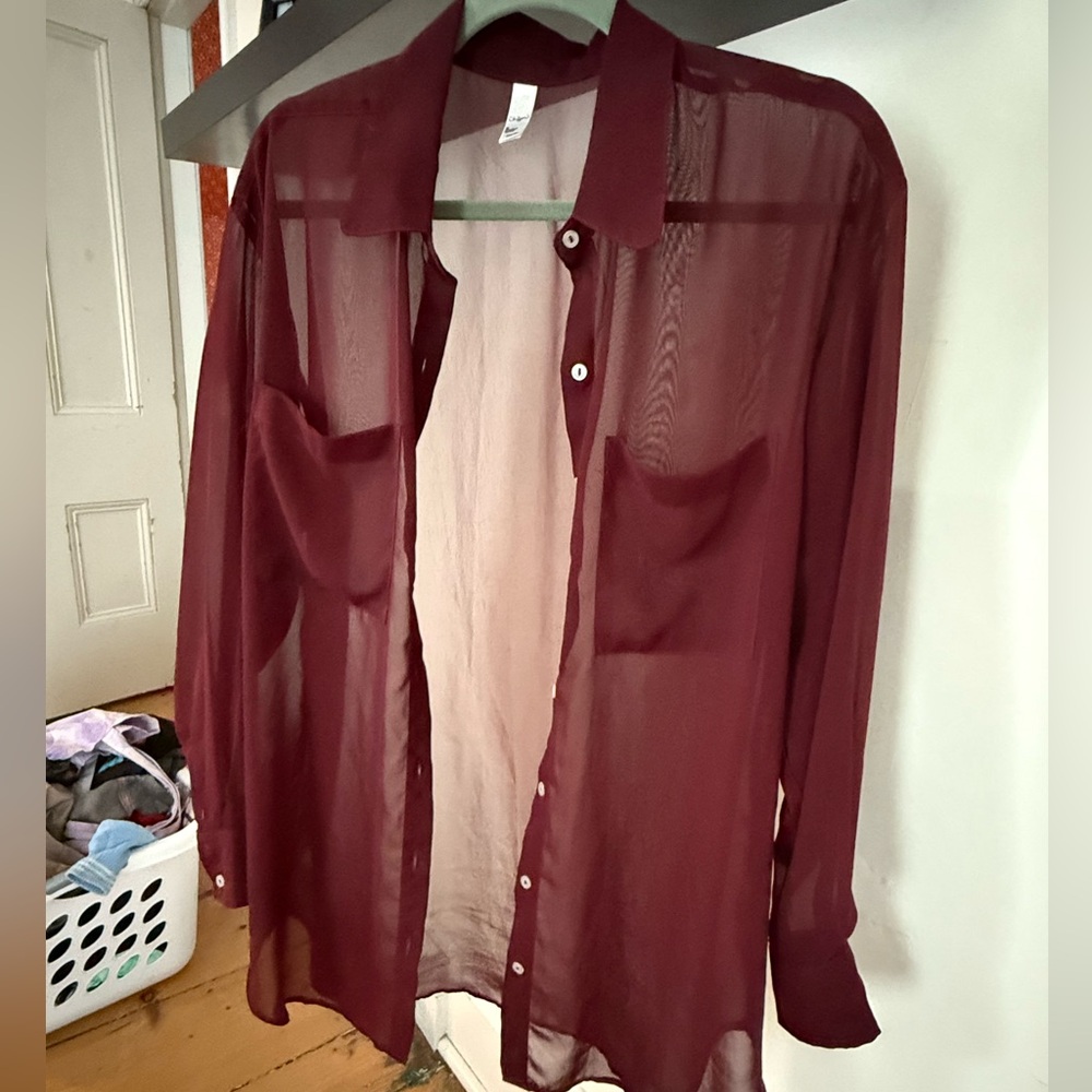 American Apparel Sheer Button Down